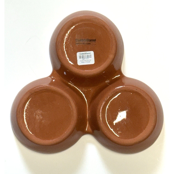Crate & Barrel 3 section Ceramic-Appetizer, Condiment Server with TOMATOS - Picture 4 of 7